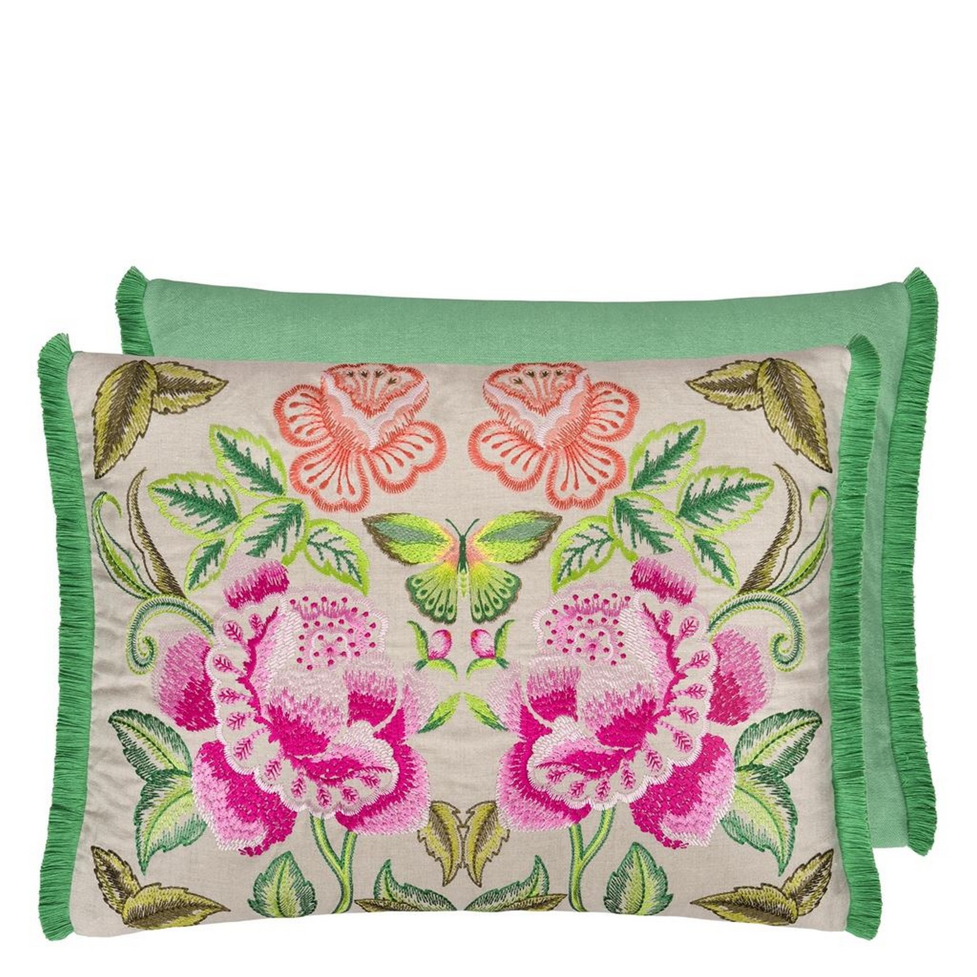 Isabella Embroidered Cushion By Designers Guild In Fuchsia Pink